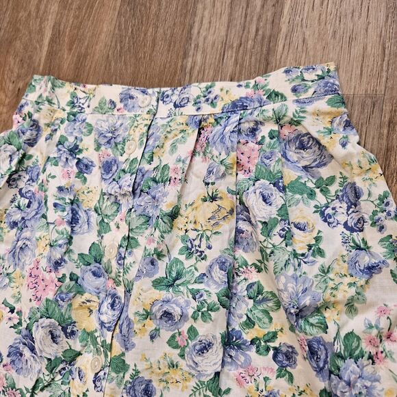 Vtg Floral Cottagecore Midi Skirt Women 14 Pastel Grandma Elastic Button Up Boho - Picture 3 of 8